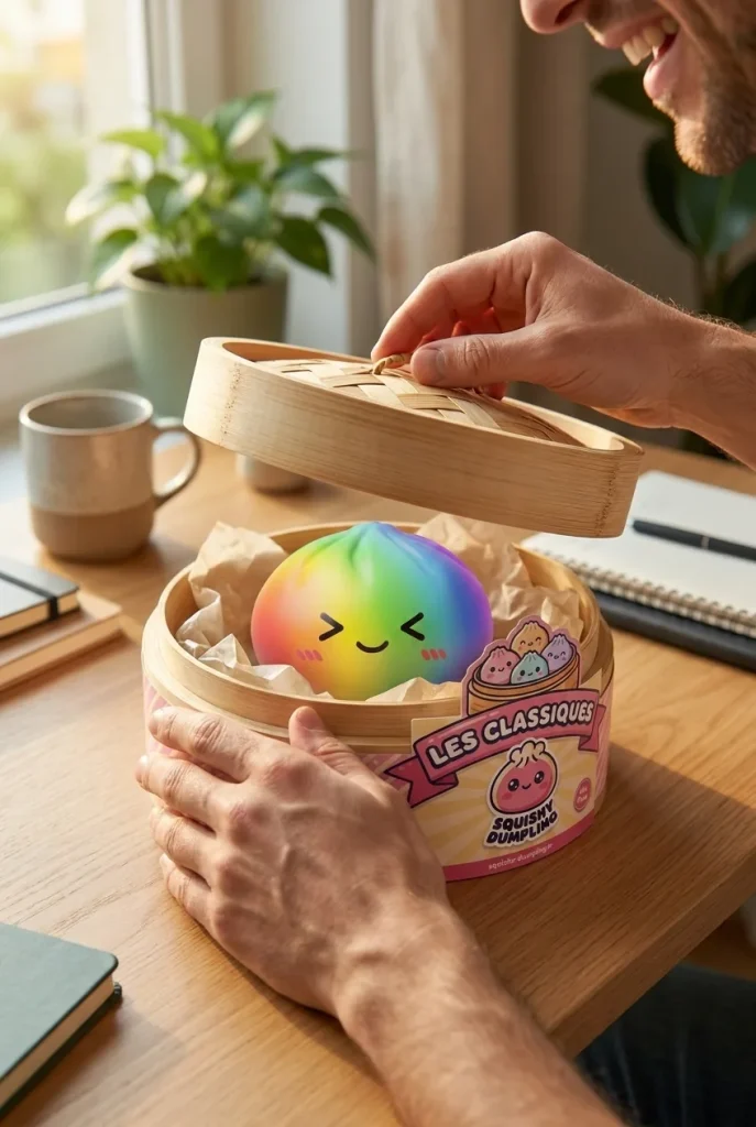 Rainbow Dumpling Squishy Tęczowy Kawaii podczas rozpakowywania