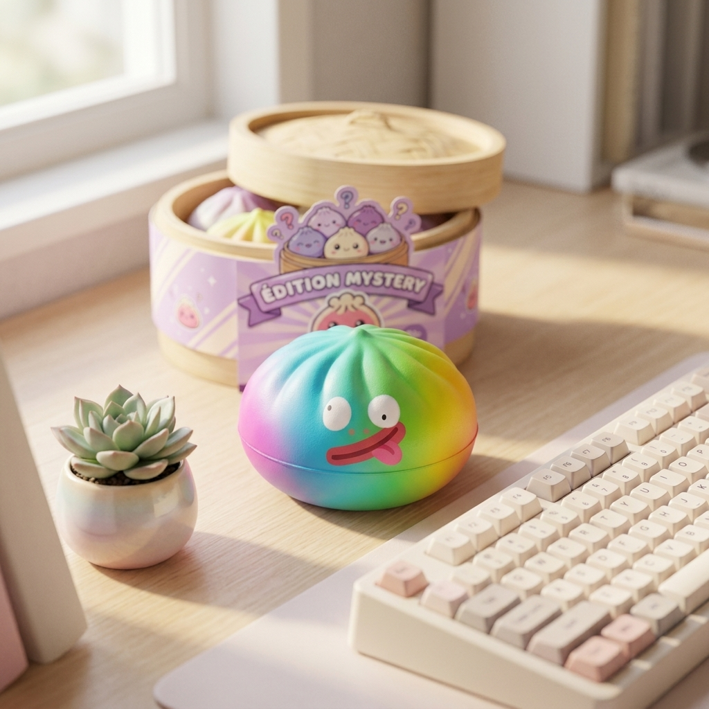Rainbow Mystery Dumpling Squishy Edycja Żywych Kolorów w codziennej aranżacji