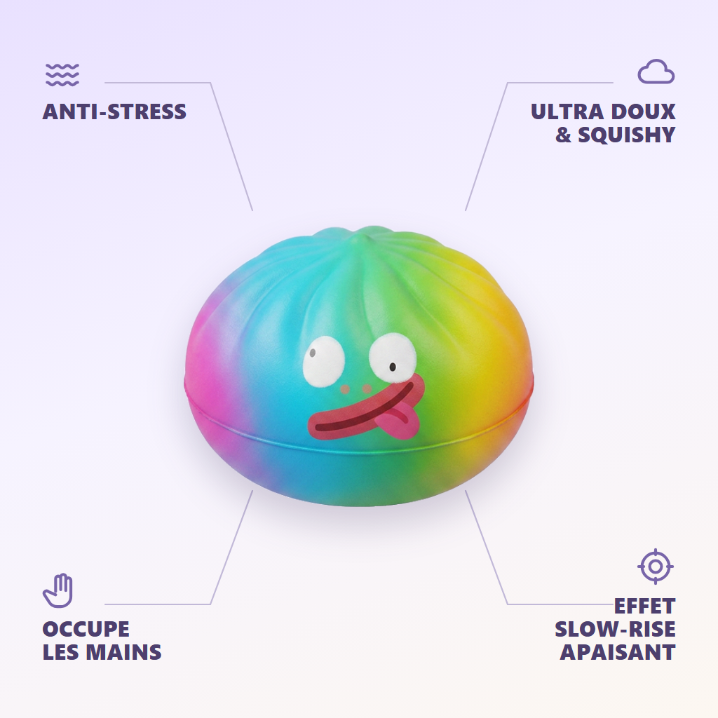 Rainbow Mystery Dumpling Squishy Edycja Żywych Kolorów infografika: najważniejsze zalety