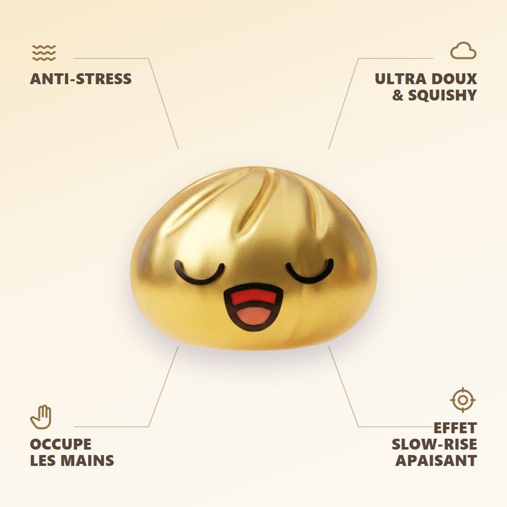 Rare Dumpling Squishy Złoty Skarb infografika: najważniejsze zalety