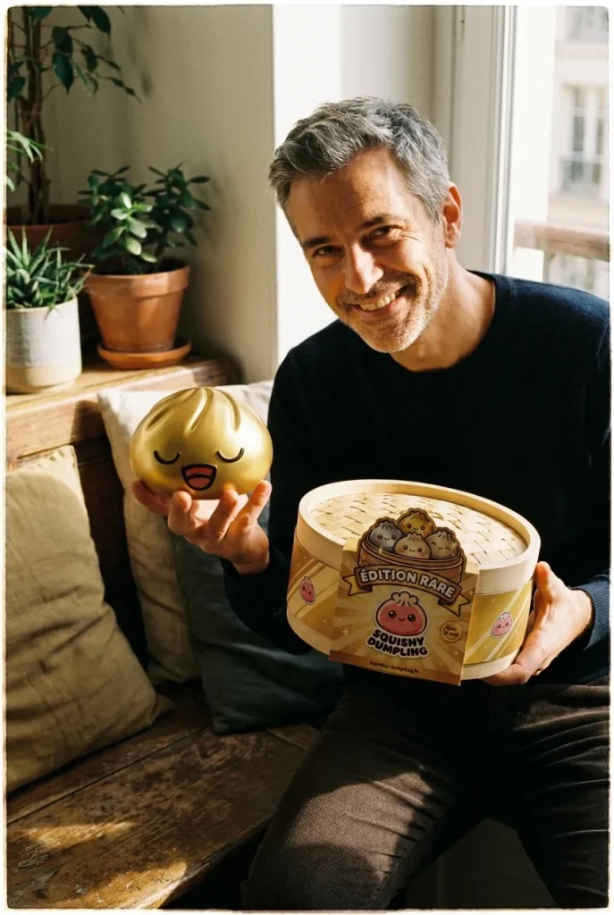 Rare Dumpling Squishy Złoty Skarb z pudełkiem