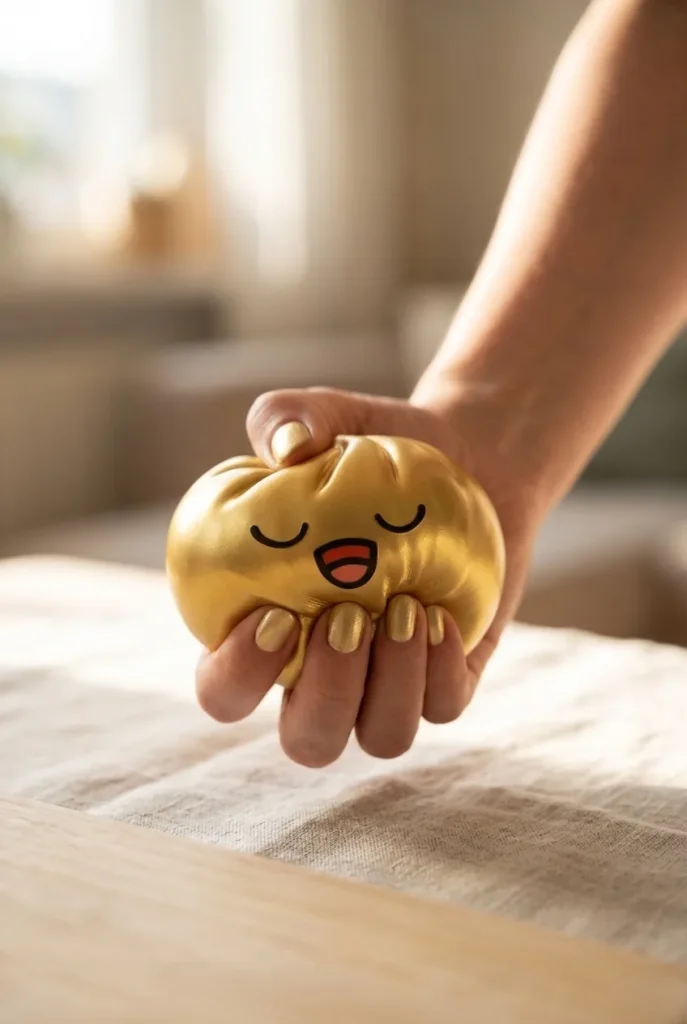 Rare Dumpling Squishy Złoty Skarb podczas ściskania