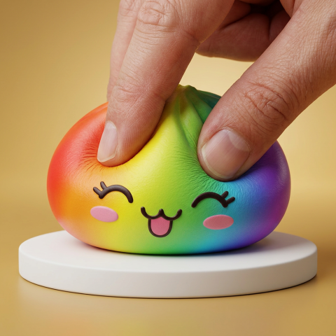 Rare Dumpling Squishy Tęczowy Kolorowy efekt slow-rise w akcji