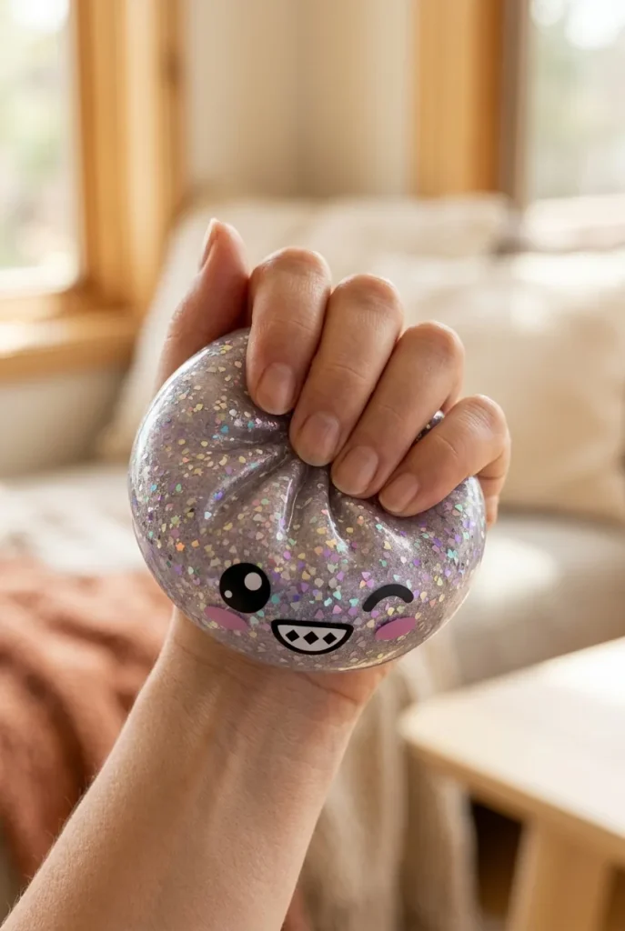 Rare Dumpling Squishy Srebrny Blask podczas ściskania