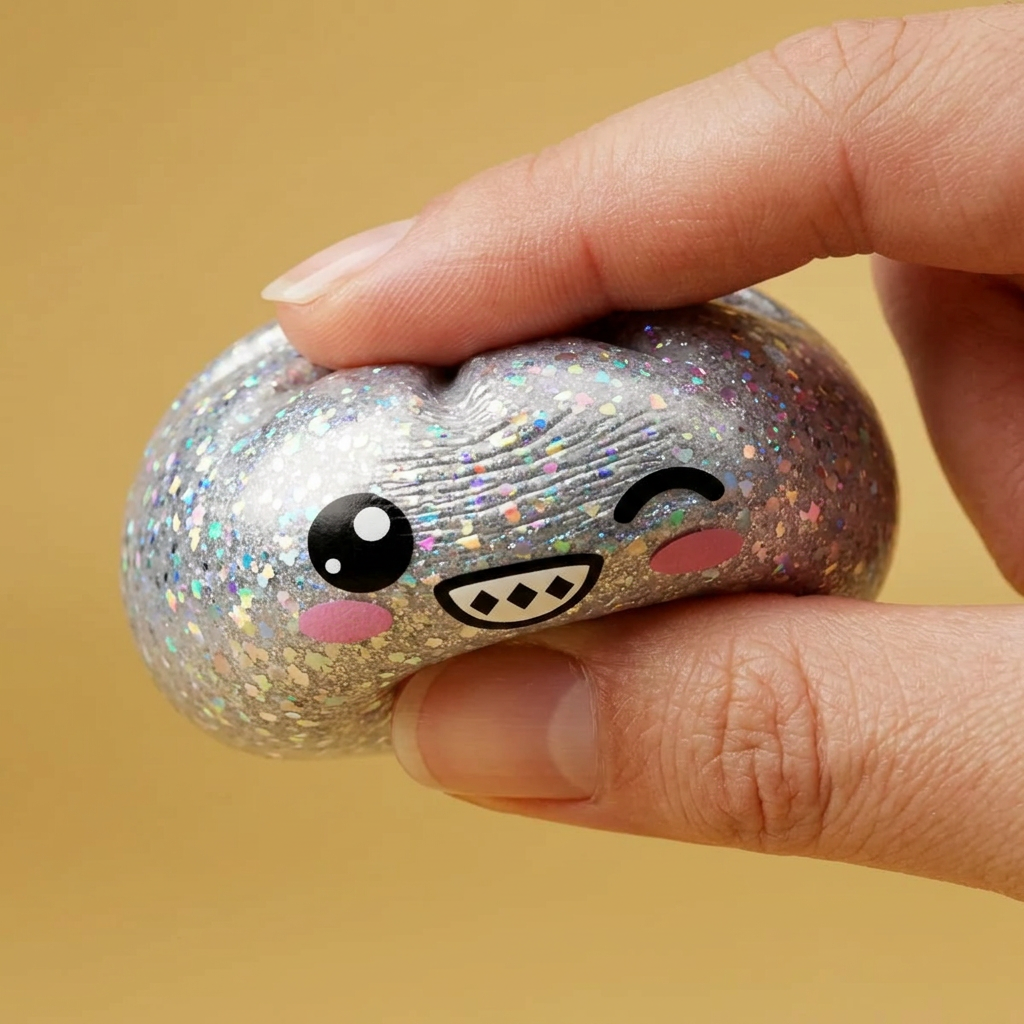 Rare Dumpling Squishy Srebrny Blask efekt slow-rise w akcji