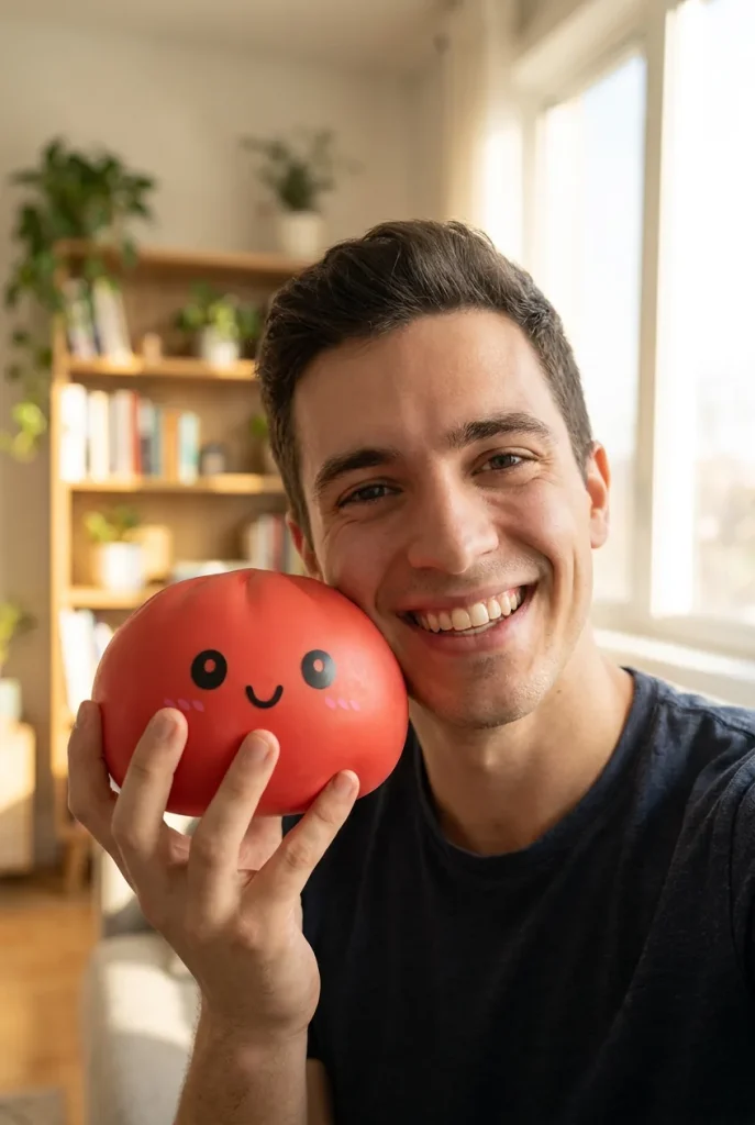 Dumpling Squishy Czerwony Wiśniowy na co dzień