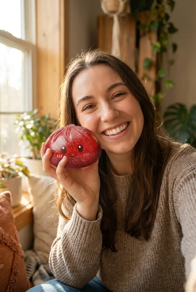 Glitter Dumpling Squishy Czerwony Szczęście na co dzień