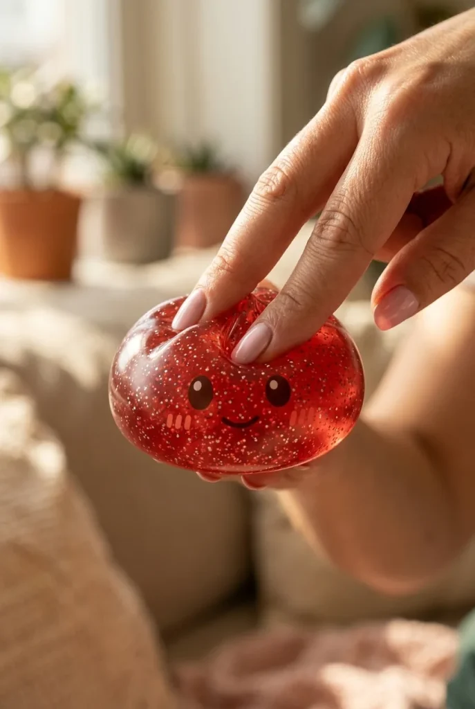 Glitter Dumpling Squishy Czerwony Szczęście podczas ściskania