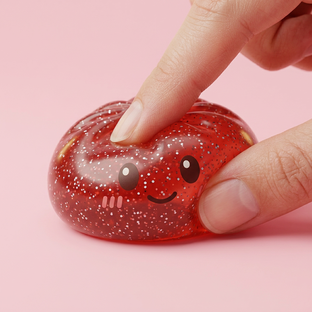 Glitter Dumpling Squishy Czerwony Szczęście efekt slow-rise w akcji