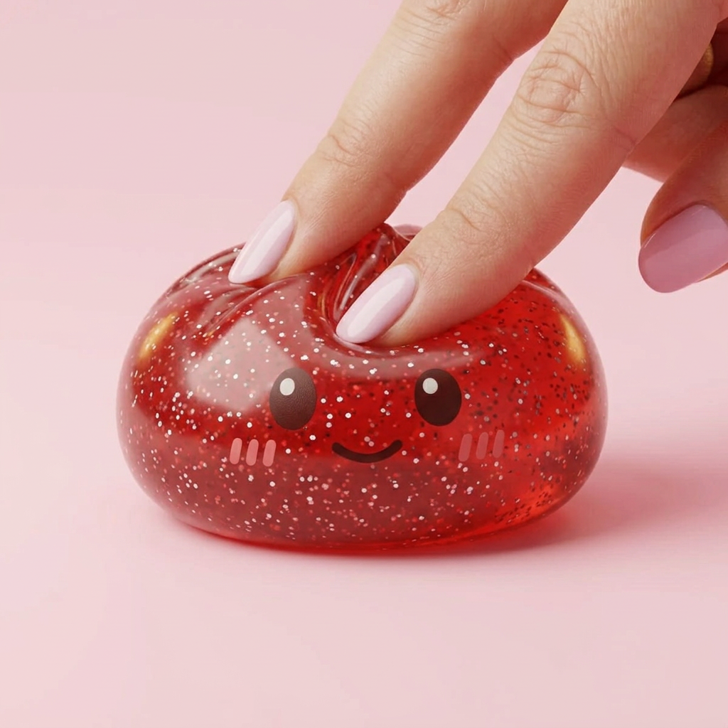 Glitter Dumpling Squishy Czerwony Szczęście ściskany w dłoni