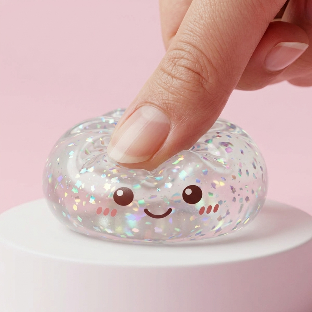Glitter Dumpling Squishy Srebrny Blask efekt slow-rise w akcji
