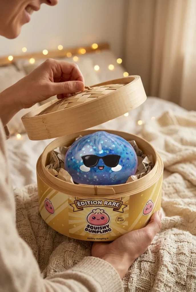 Squishy Dumpling Okulary Sparkle podczas rozpakowywania