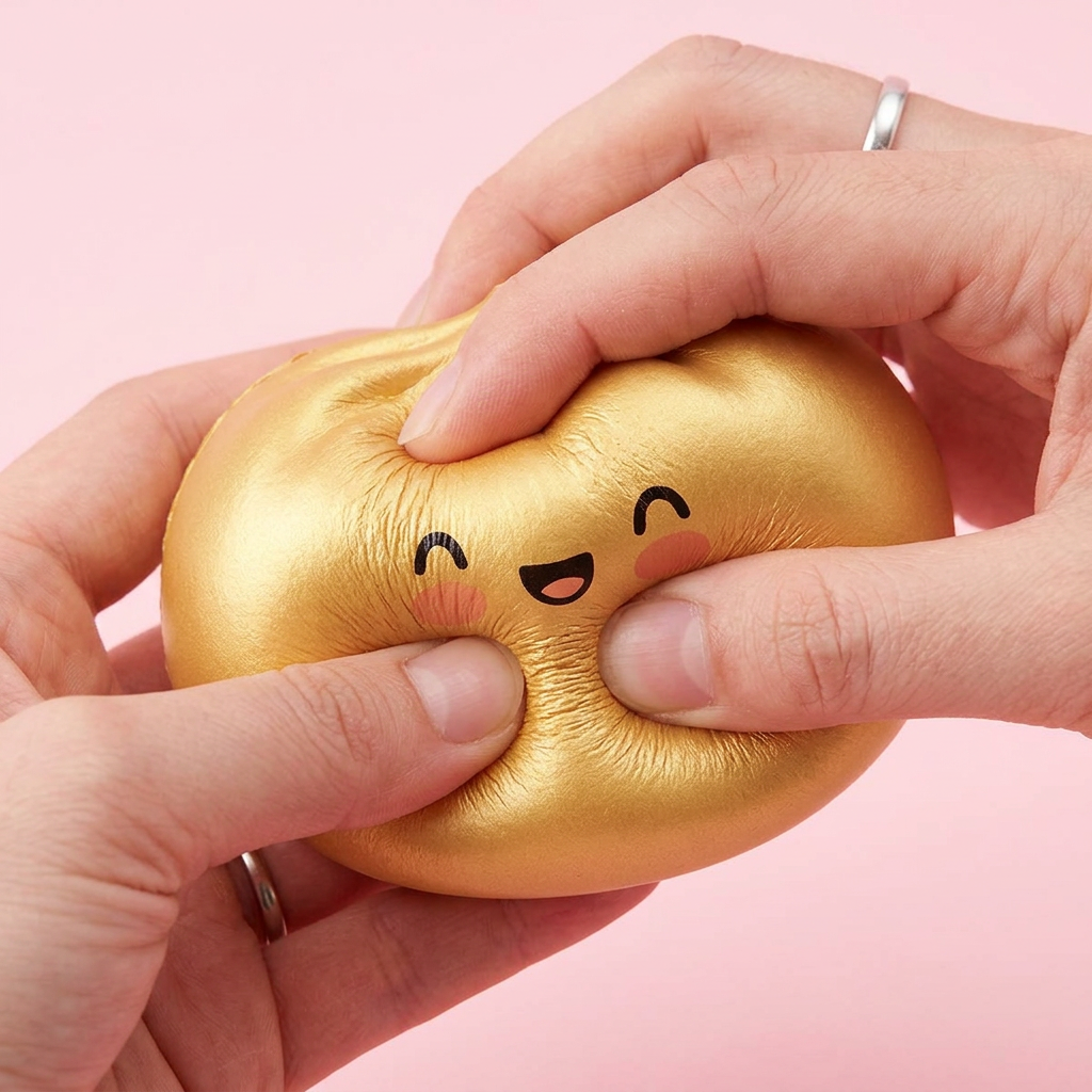 Dumpling Squishy Złoty Lucky efekt slow-rise w akcji