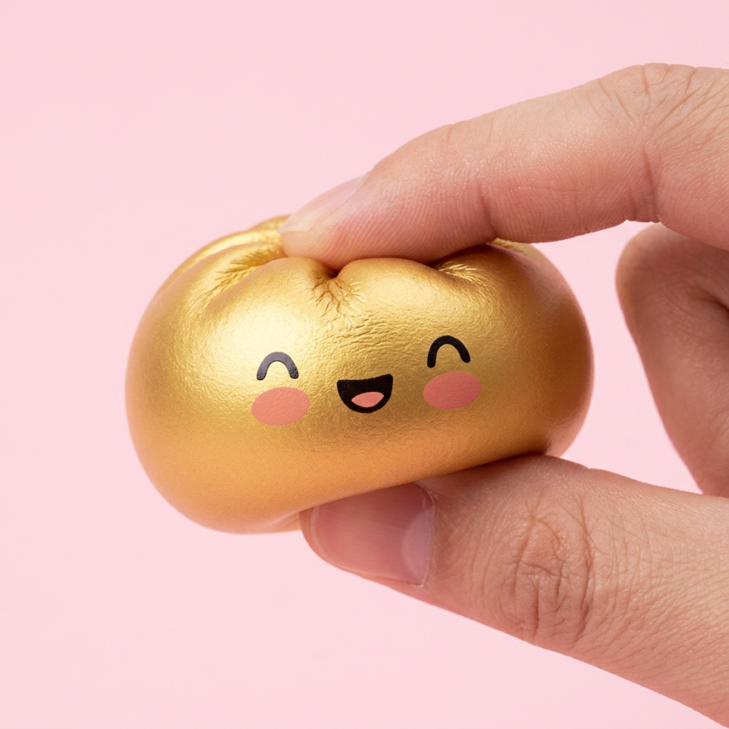 Dumpling Squishy Złoty Lucky ściskany w dłoni
