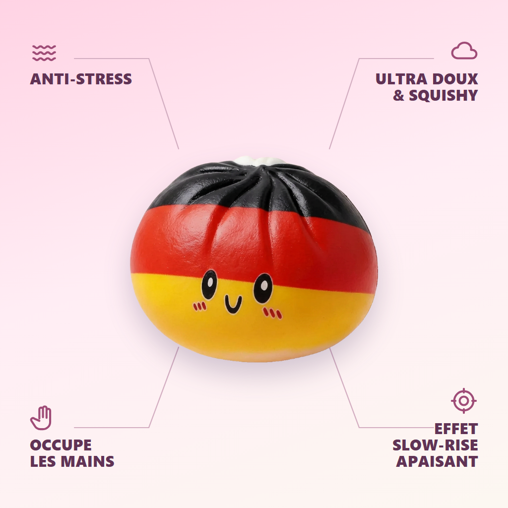 Flag Squishy Toy Niemcy Dumpling infografika: najważniejsze zalety