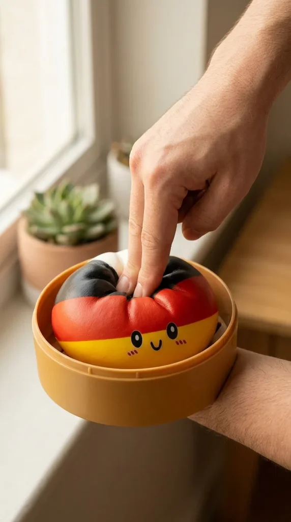 Flag Squishy Toy Niemcy Dumpling podczas ściskania