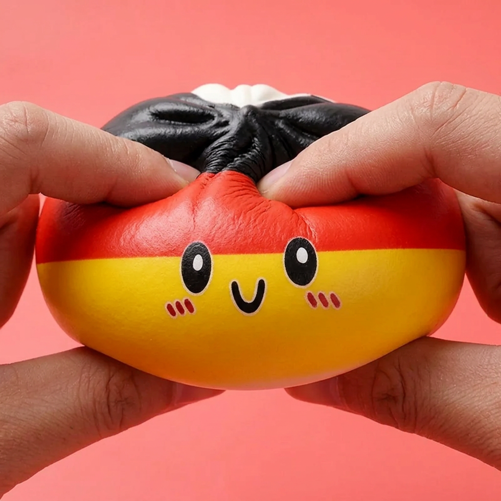 Flag Squishy Toy Niemcy Dumpling efekt slow-rise w akcji