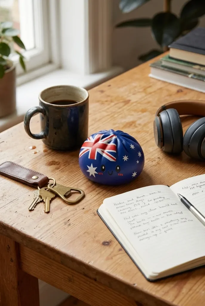 Flag Squishy Dumpling Australia na biurku