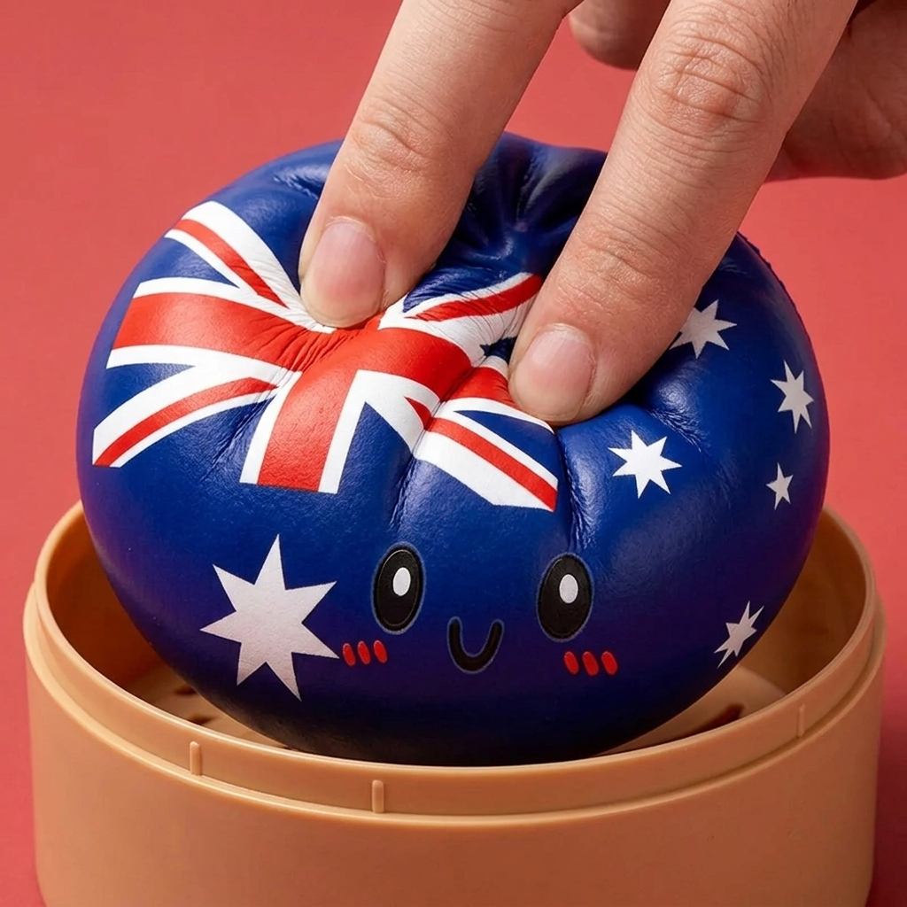 Flag Squishy Dumpling Australia ściskany w dłoni
