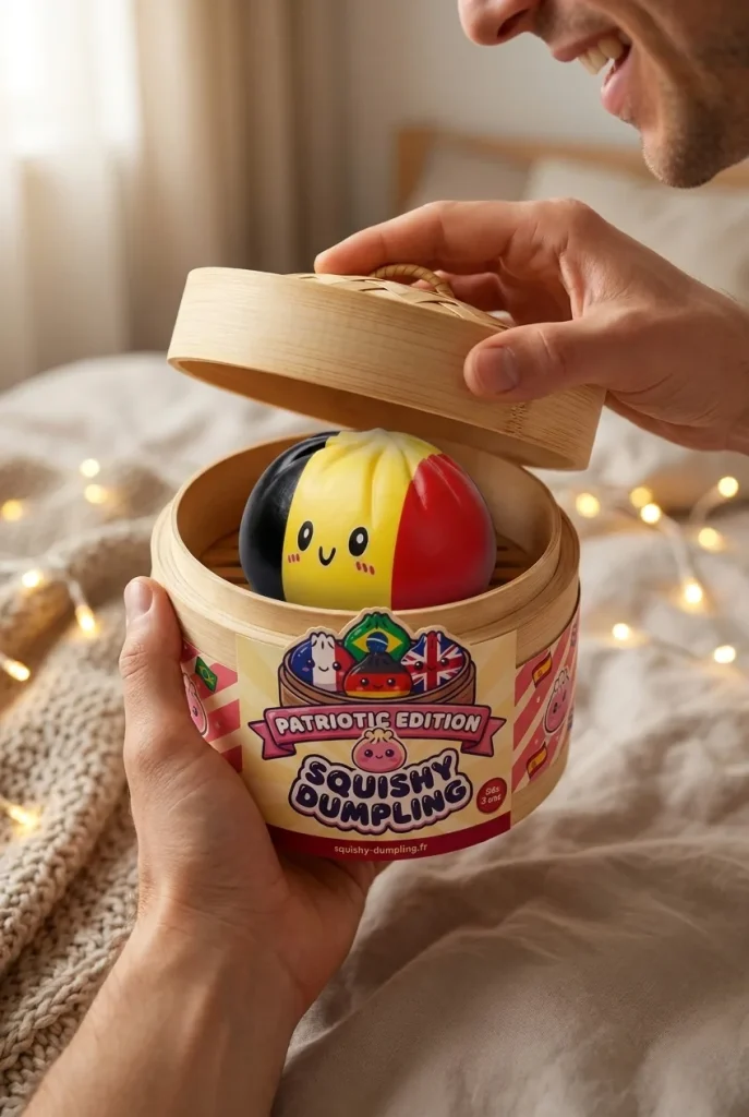 Squishy Dumpling Flag Belgia podczas rozpakowywania