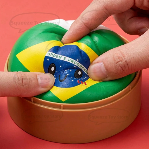 Dumpling Squishy Flag Brazylia efekt slow-rise w akcji