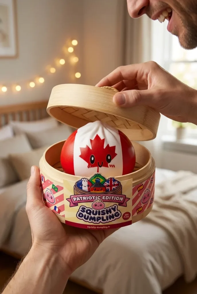 Flag Squishy Dumpling Kanada podczas rozpakowywania