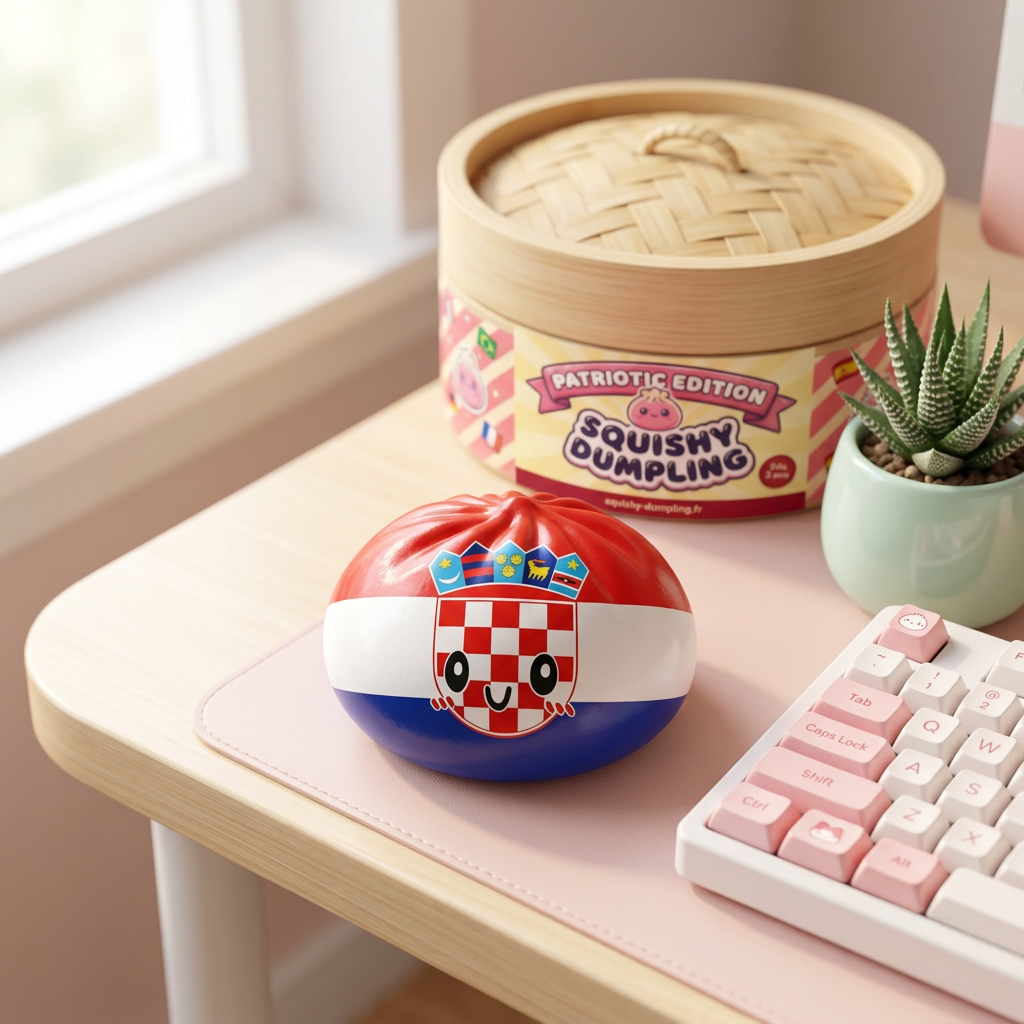 Flag Squishy Dumpling Chorwacja Antystresowy Bao w codziennej aranżacji