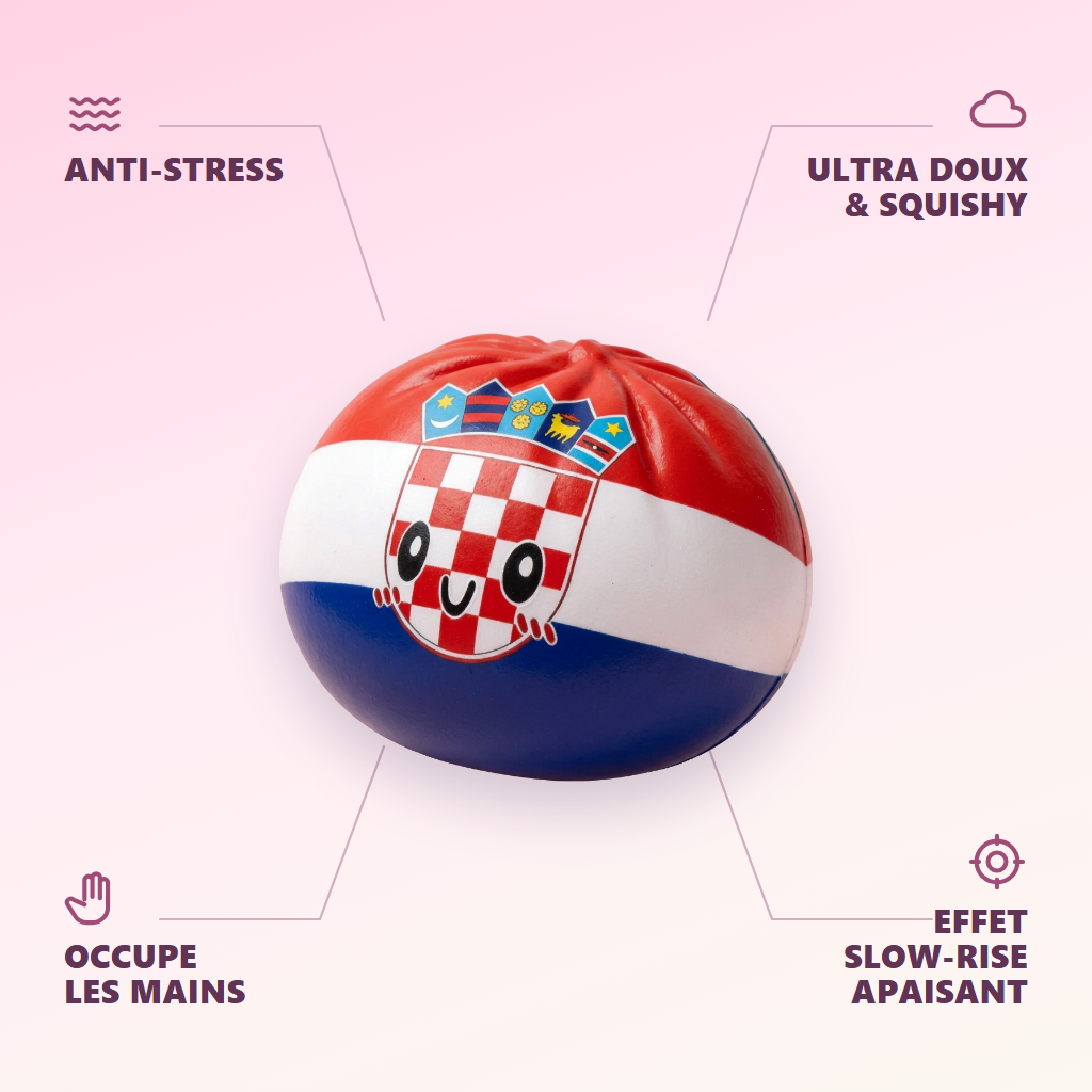 Flag Squishy Dumpling Chorwacja Antystresowy Bao infografika: najważniejsze zalety
