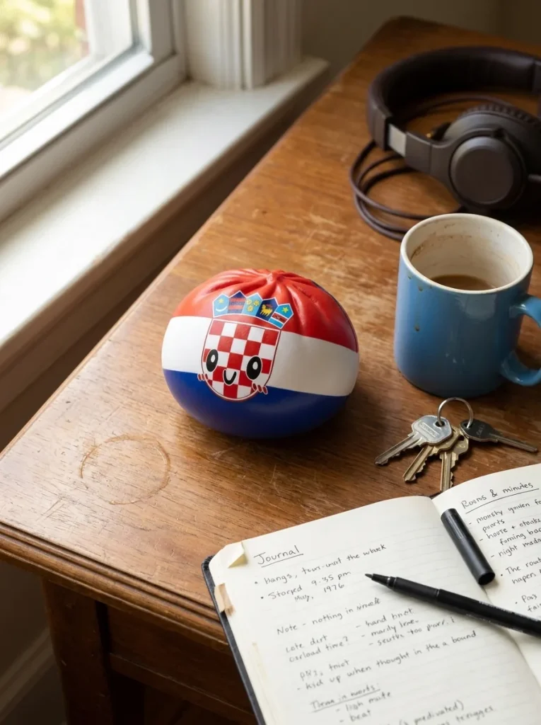 Flag Squishy Dumpling Chorwacja Antystresowy Bao na biurku