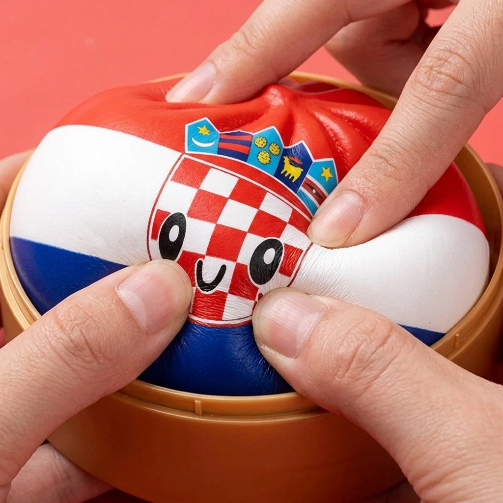 Flag Squishy Dumpling Chorwacja Antystresowy Bao efekt slow-rise w akcji