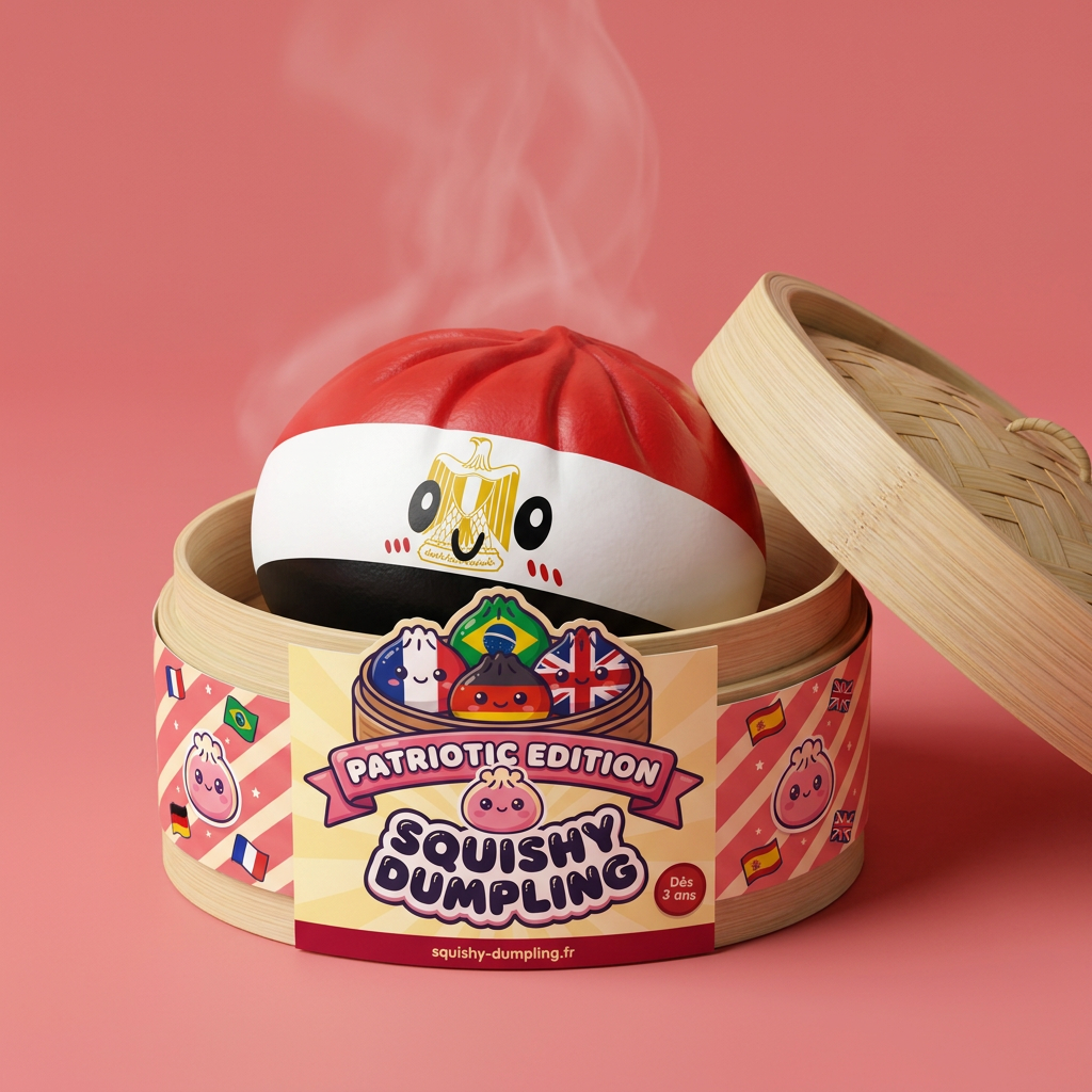 Flag Dumpling Squishy Egipt w bambusowym koszyku