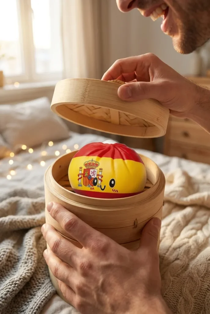 Squishy Flag Dumpling Hiszpania podczas rozpakowywania