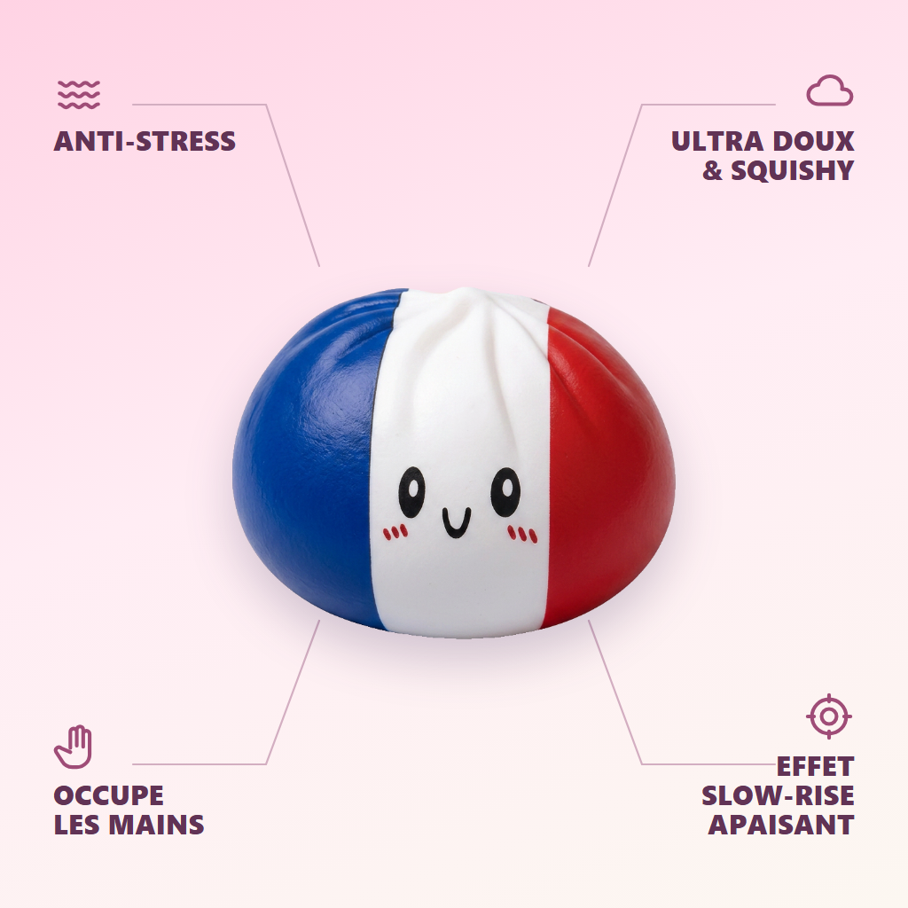 France Flag Squishy Dumpling Trójkolorowy infografika: najważniejsze zalety