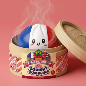 France Flag Squishy Dumpling Trójkolorowy w bambusowym koszyku