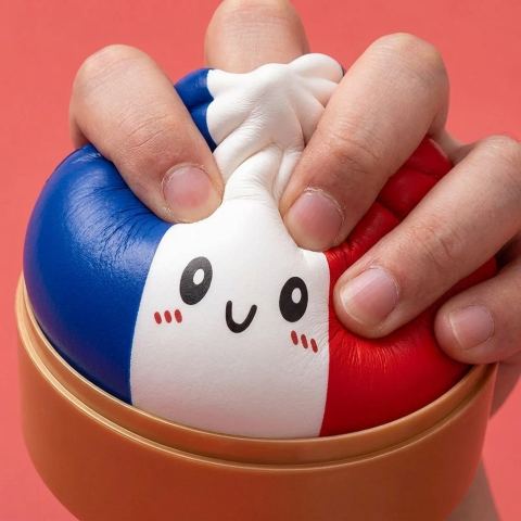 France Flag Squishy Dumpling Trójkolorowy efekt slow-rise w akcji