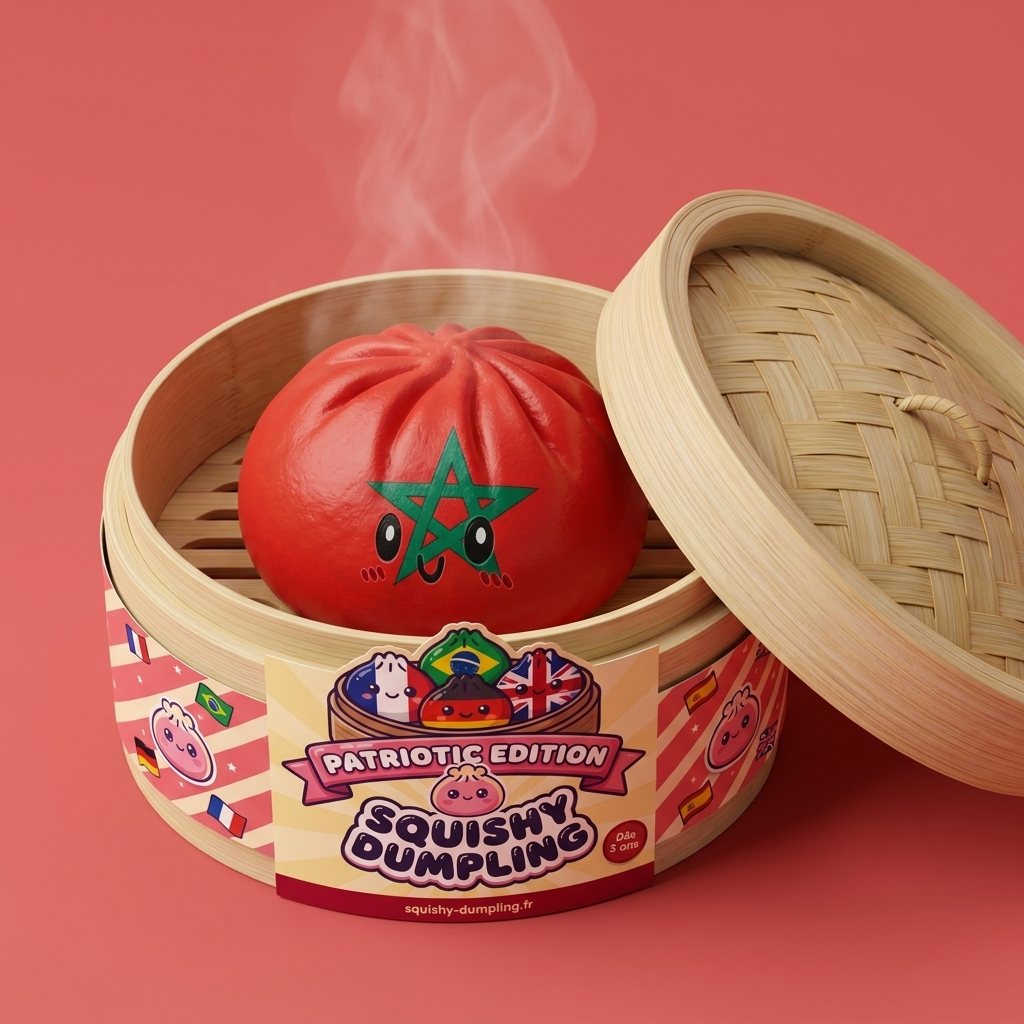 Flag Squishy Dumpling Maroko w bambusowym koszyku