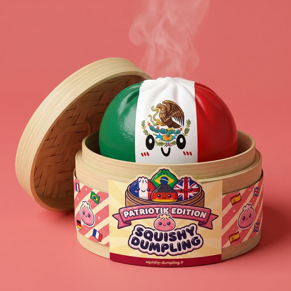 Flag Squishy Dumpling Meksyk w bambusowym koszyku
