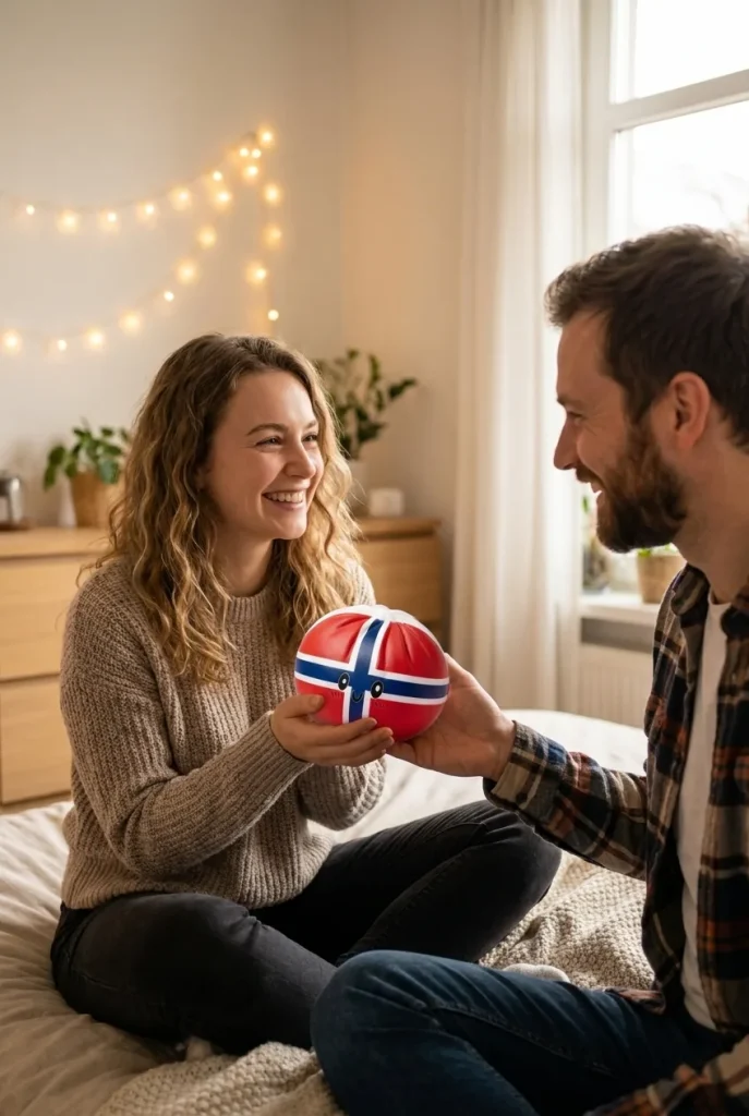 Flag Squishy Dumpling Norwegia z Koszykiem Bambusowym jako pomysł na prezent
