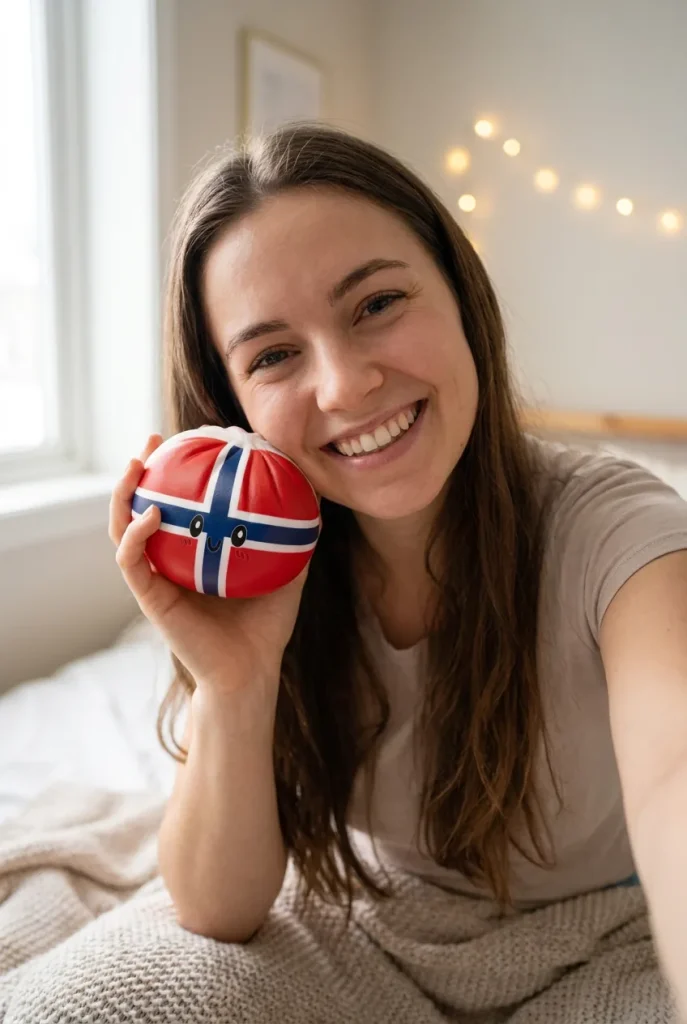 Flag Squishy Dumpling Norwegia z Koszykiem Bambusowym na co dzień