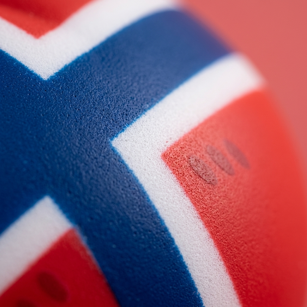 Flag Squishy Dumpling Norwegia z Koszykiem Bambusowym makro tekstury pianki