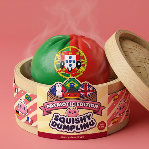 Squishy Dumpling Portugal Flaga w bambusowym koszyku