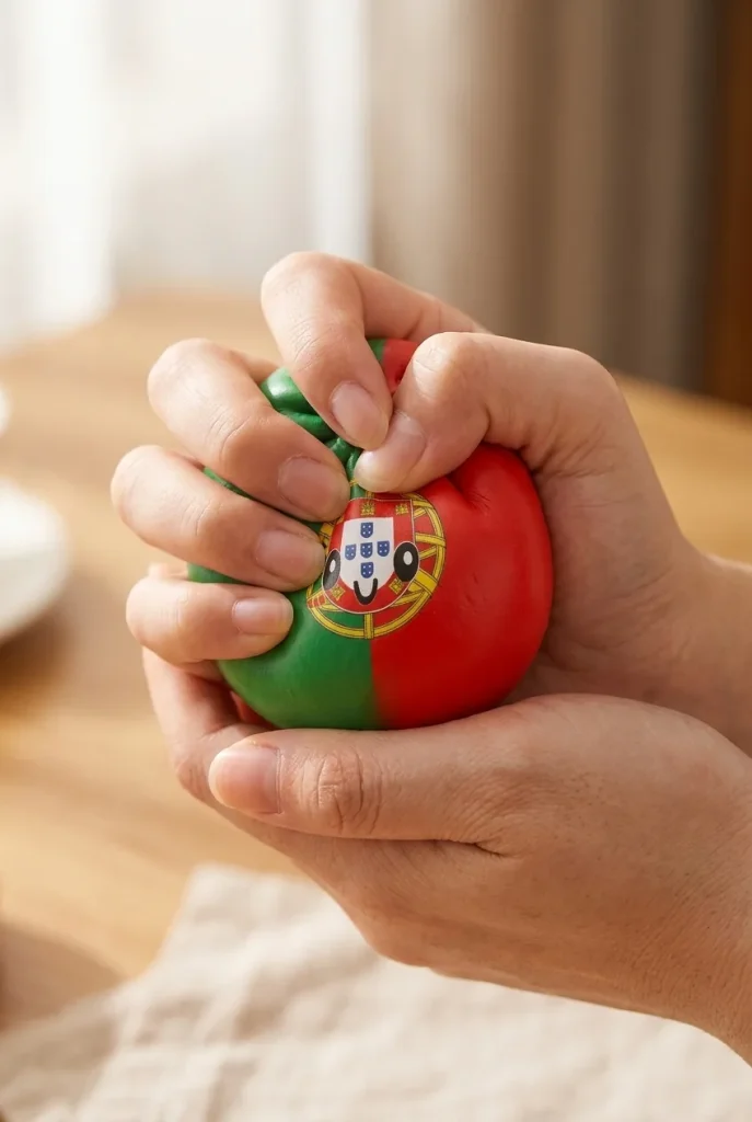 Squishy Dumpling Portugal Flaga podczas ściskania