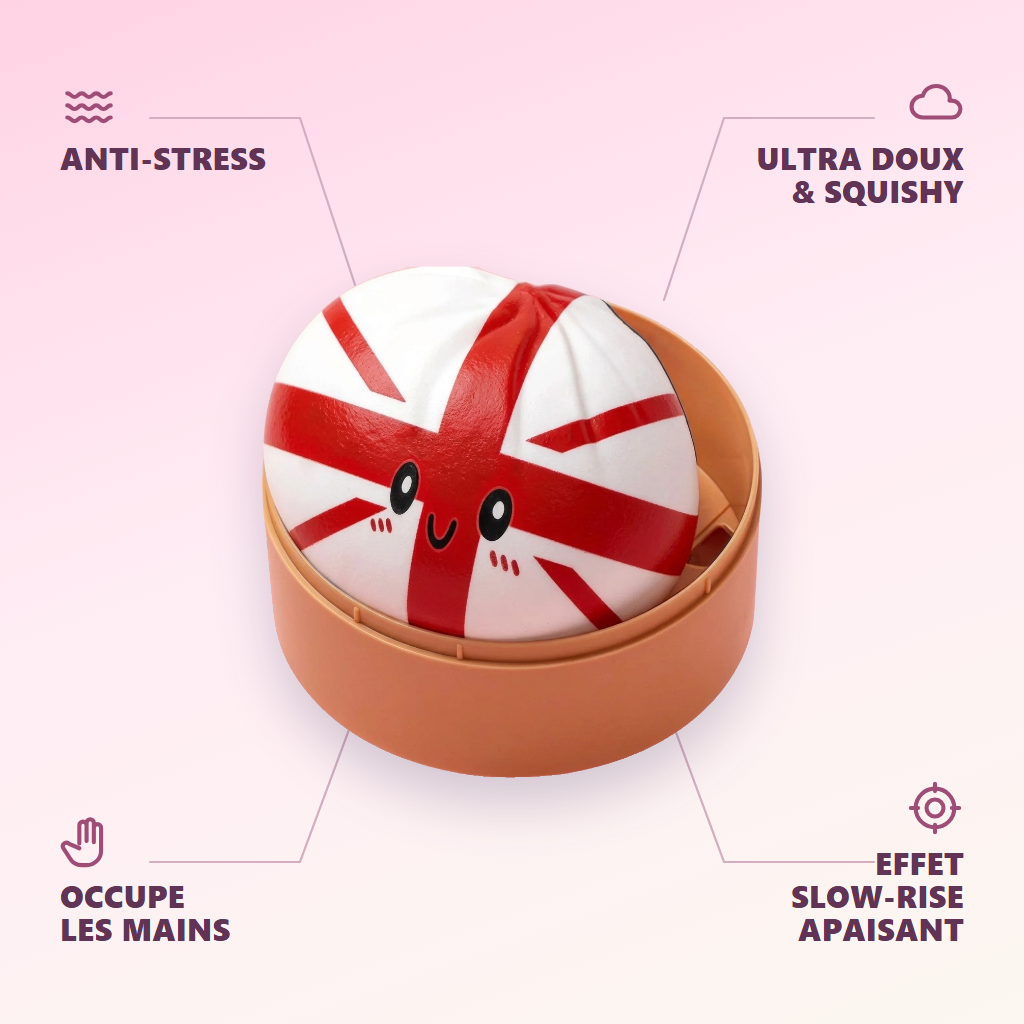 Flag Squishy Toy Dumpling Wielka Brytania infografika: najważniejsze zalety
