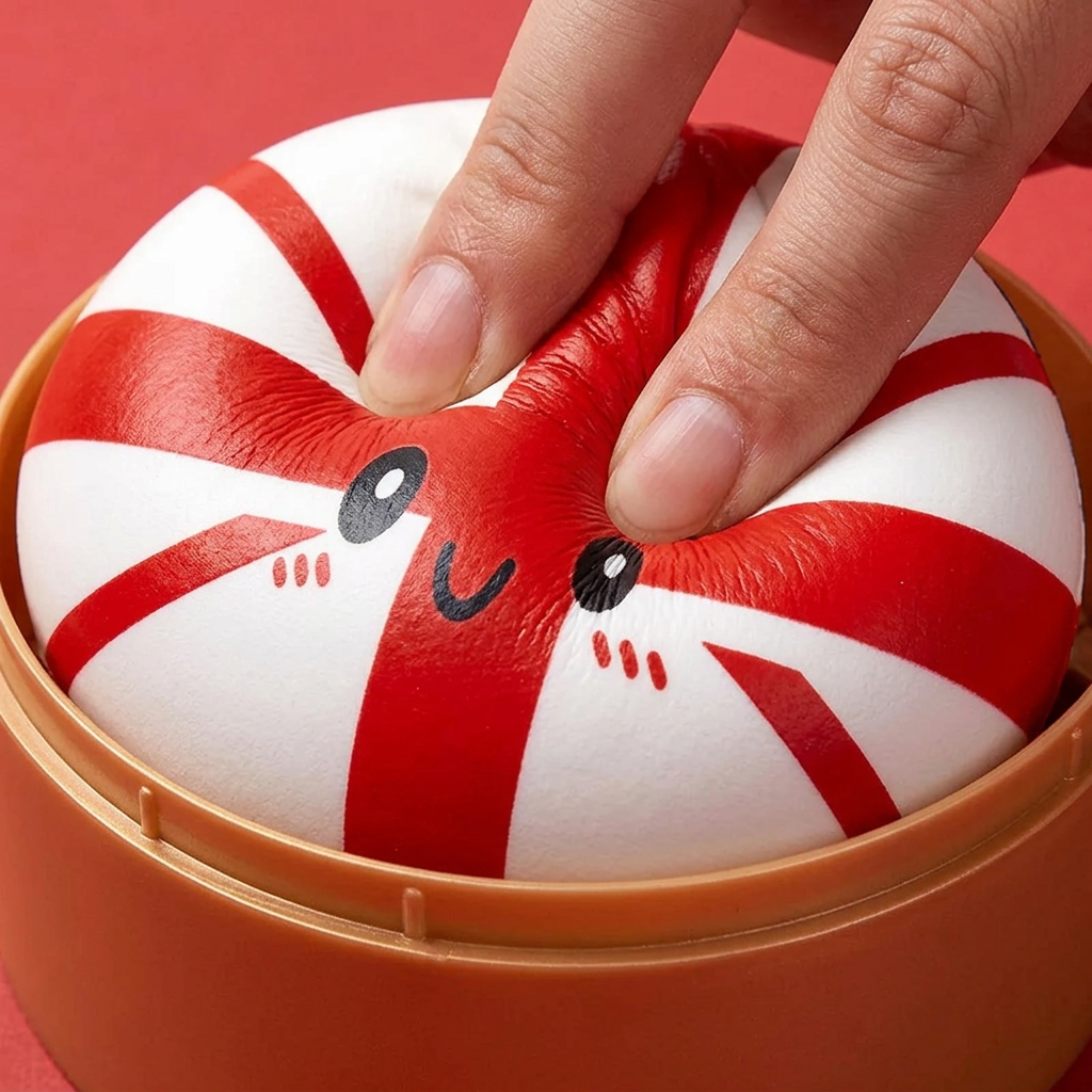 Flag Squishy Toy Dumpling Wielka Brytania efekt slow-rise w akcji