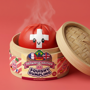 Flag Squishy Toy Szwajcaria Dumpling w bambusowym koszyku