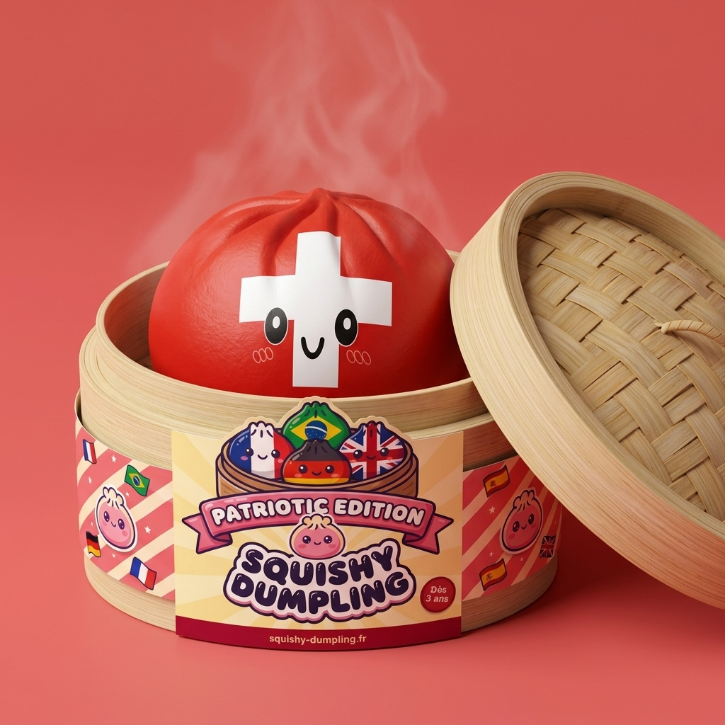 Flag Squishy Toy Szwajcaria Dumpling w bambusowym koszyku