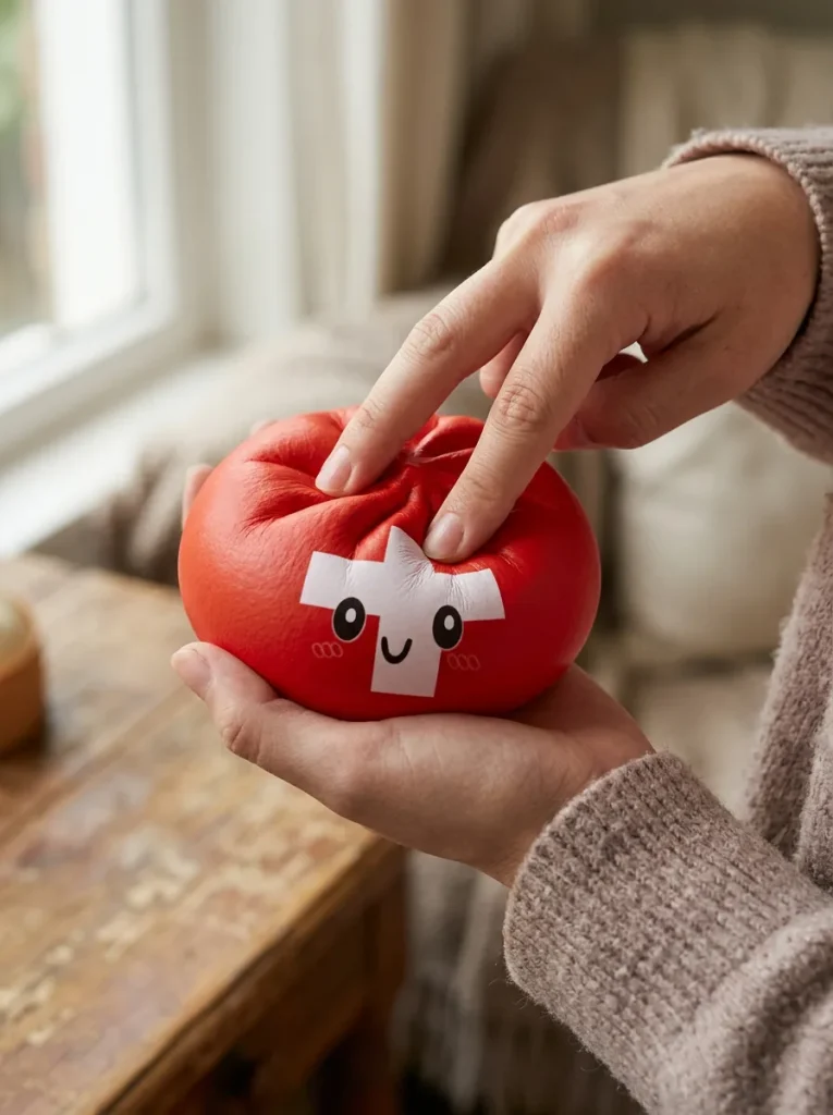 Flag Squishy Toy Szwajcaria Dumpling podczas ściskania