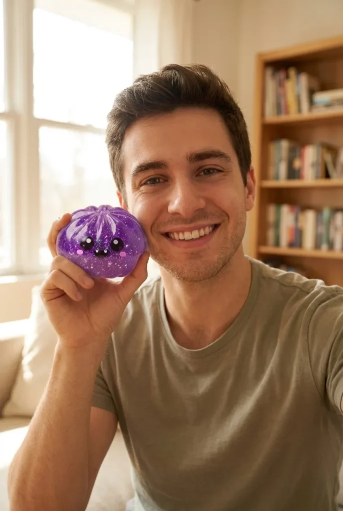 Squishy Dumpling Vampire Halloween Glitter Fiolet na co dzień