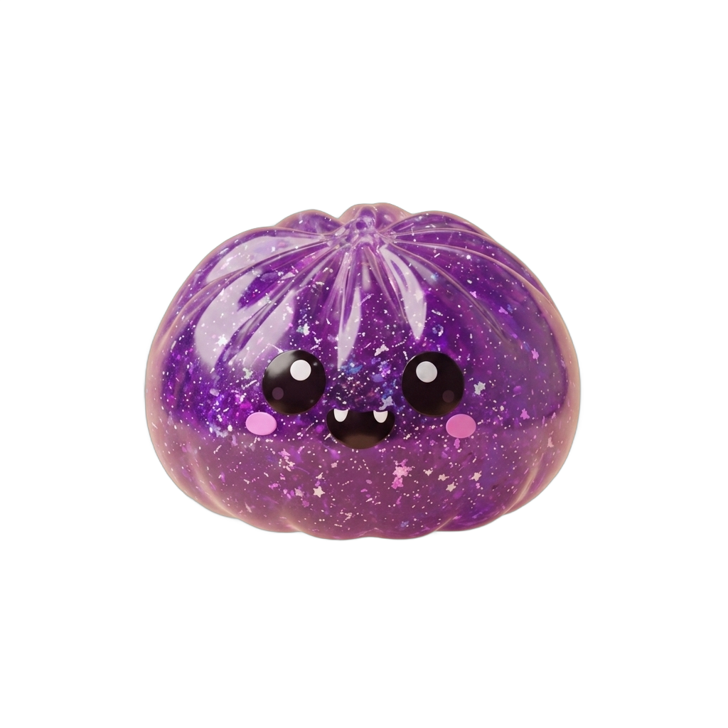 Squishy Dumpling Vampire Halloween Glitter Fiolet ściskany w dłoni