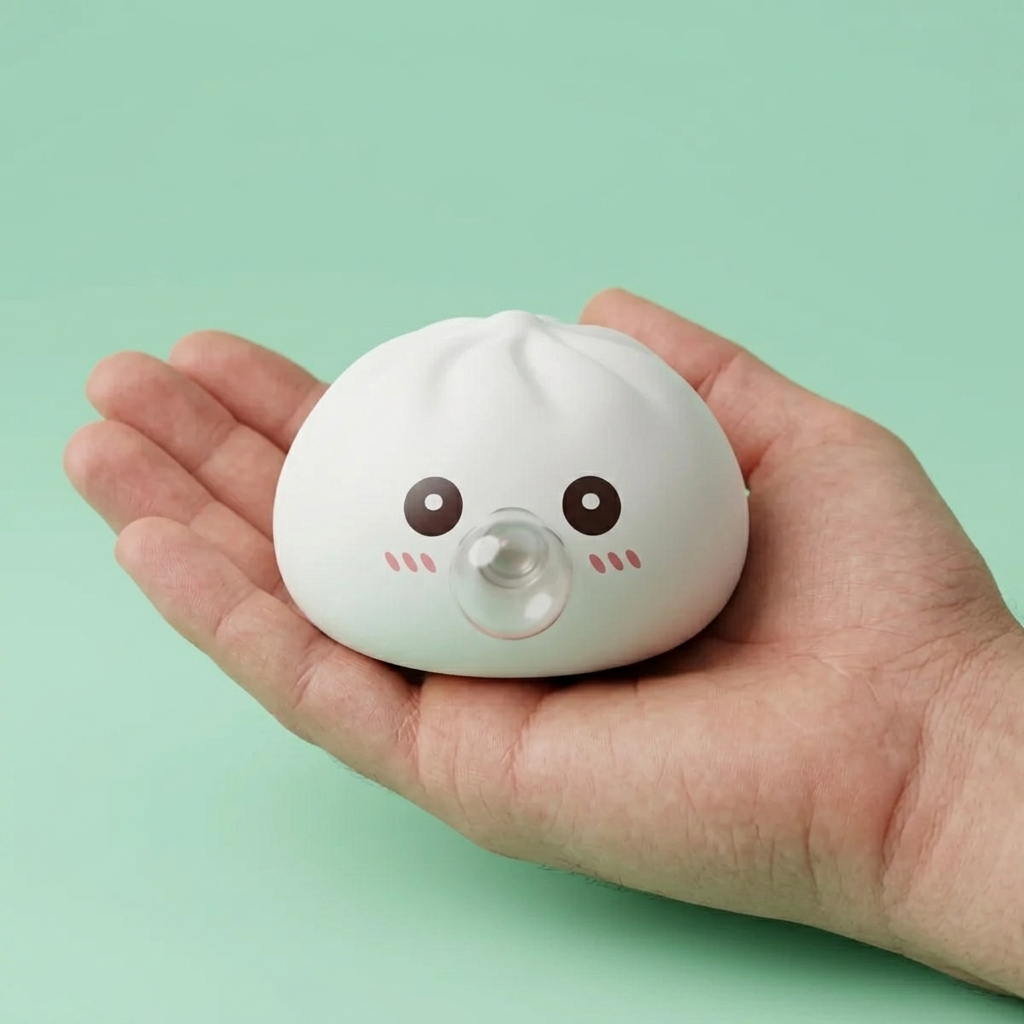 Giant Dumpling Squishy Biały Obłok w dłoni — porównanie rozmiaru